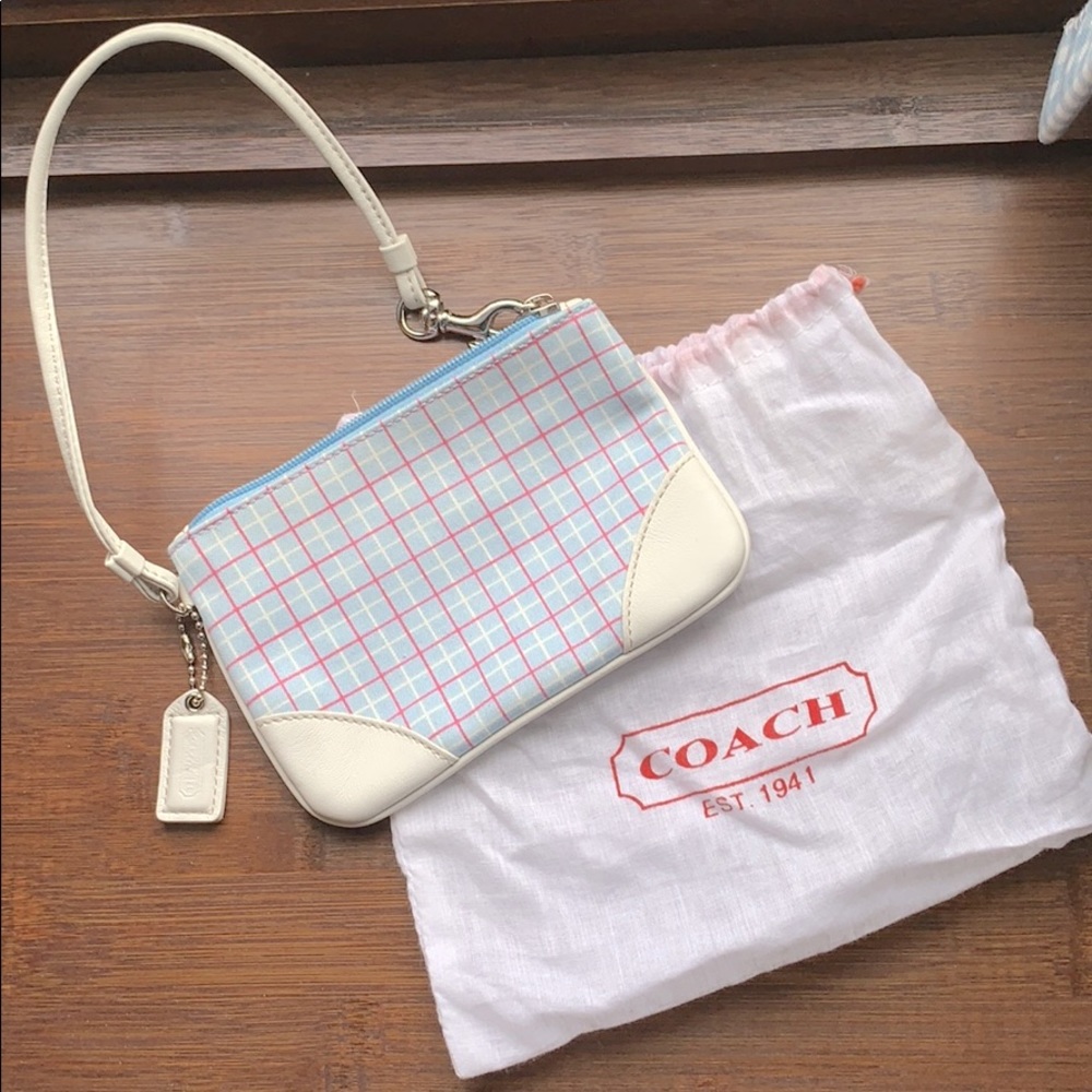 Coach Plaid Wristlet